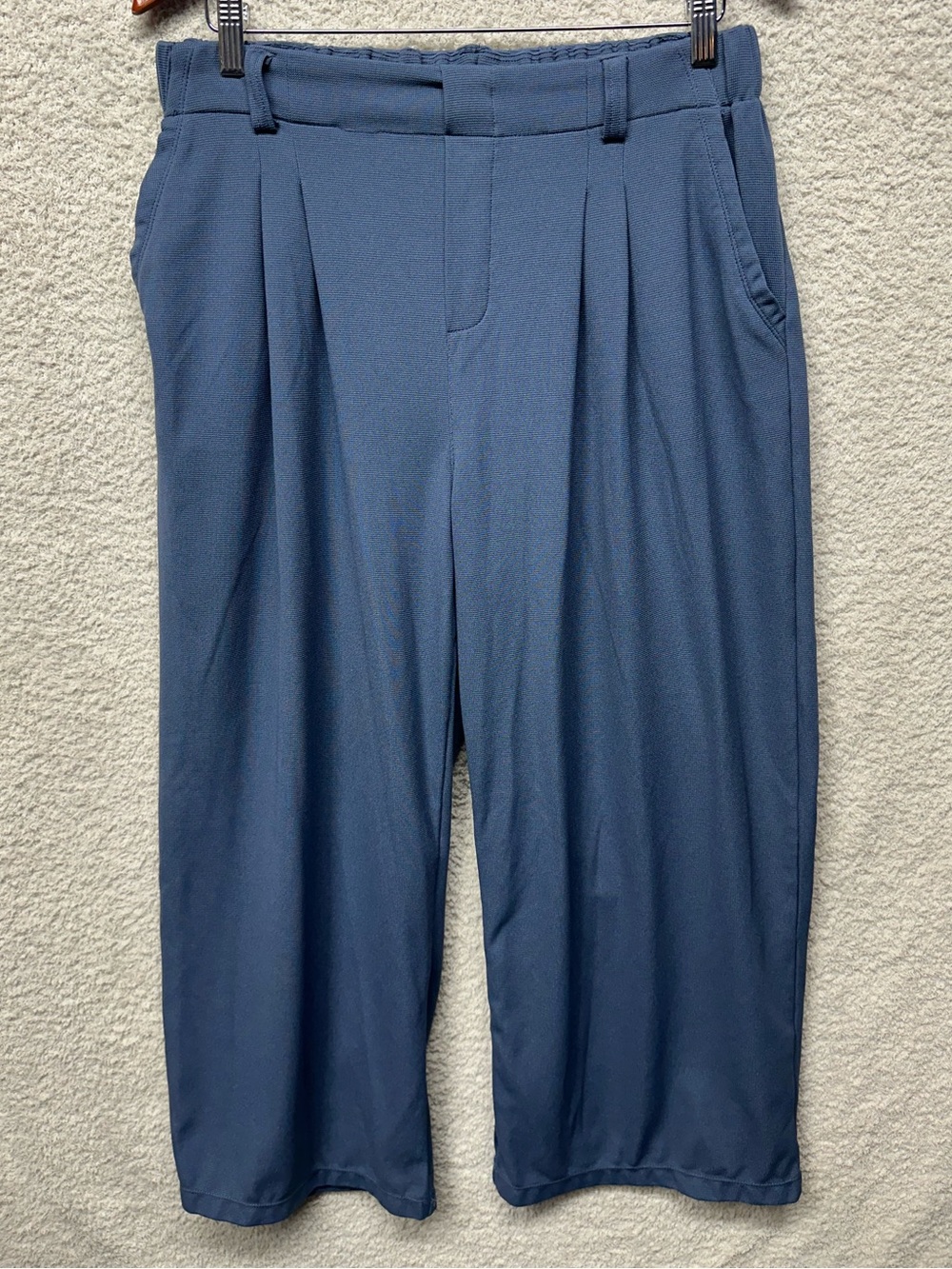 Halara Women’s Petite Wide Leg Cropped Pants Blue High Rise Pull On Stretch